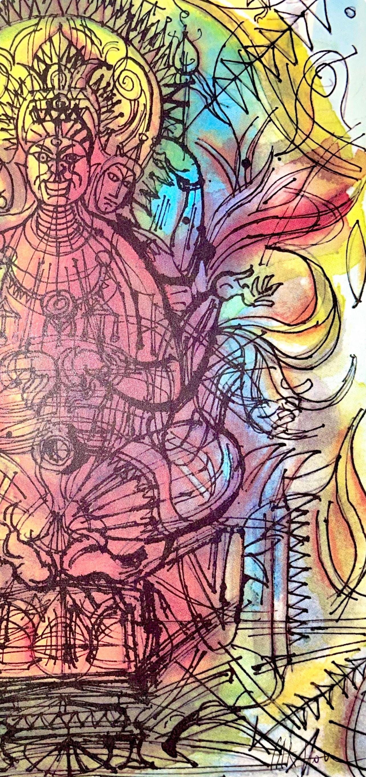 Jean Carzou, Composition, Ce Panorama Du Bouddhisme, Lithograph