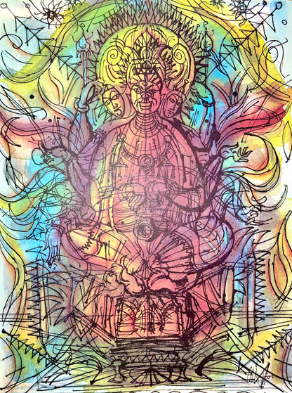 Jean Carzou, Composition, Ce Panorama Du Bouddhisme, Lithograph