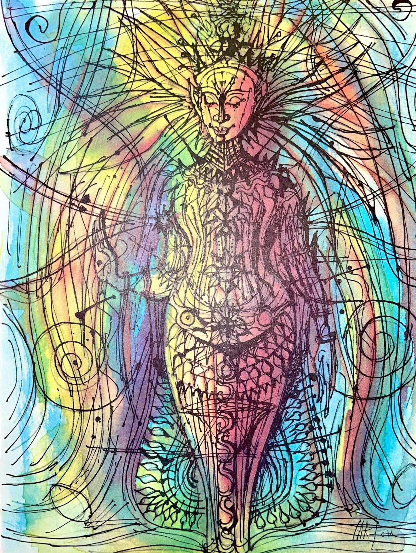 Jean Carzou, Composition, Ce Panorama Du Bouddhisme, Lithograph