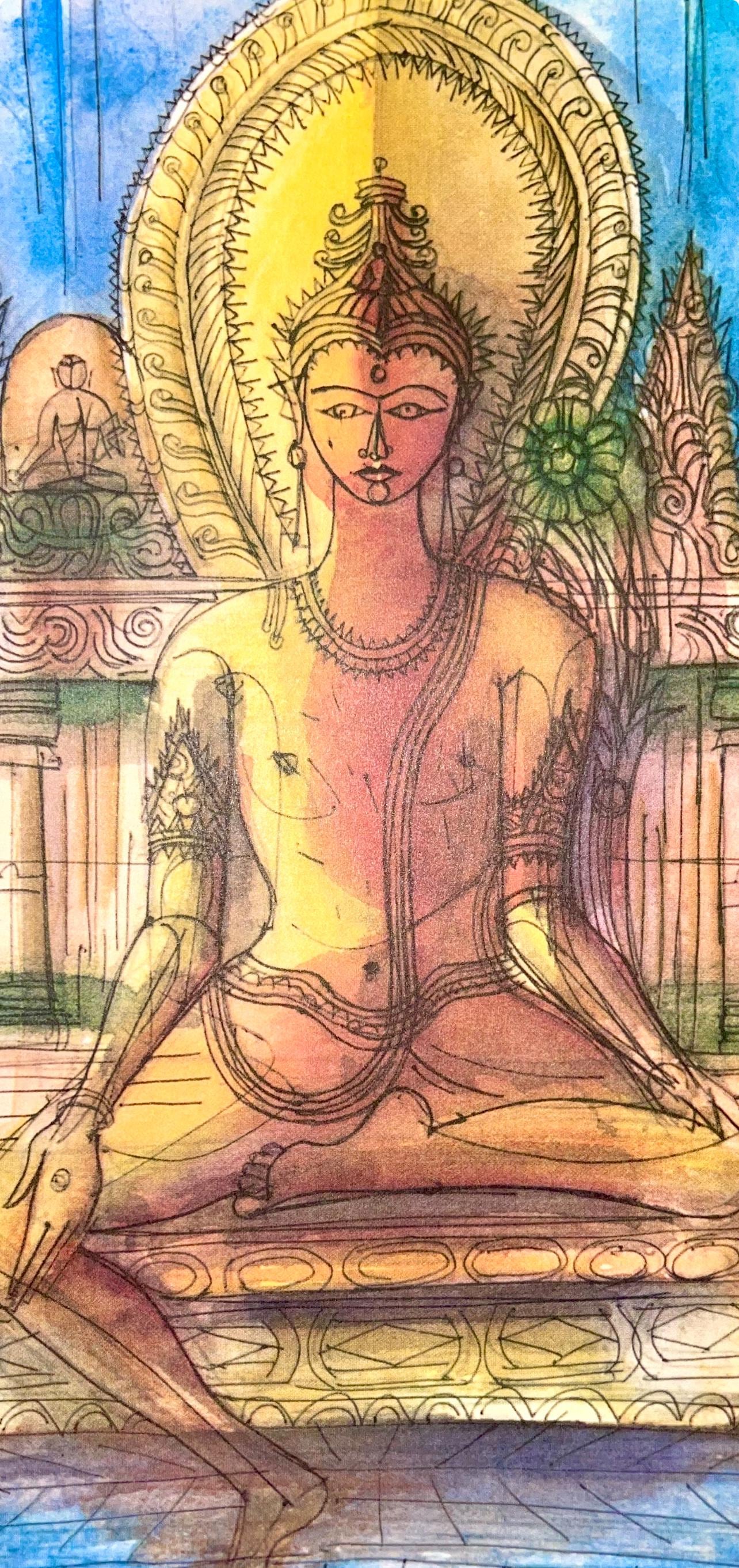 Jean Carzou, Composition, Ce Panorama Du Bouddhisme, Lithograph