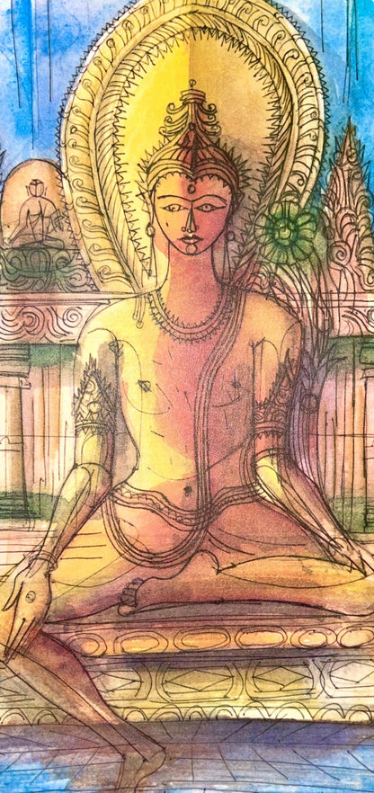 Jean Carzou, Composition, Ce Panorama Du Bouddhisme, Lithograph