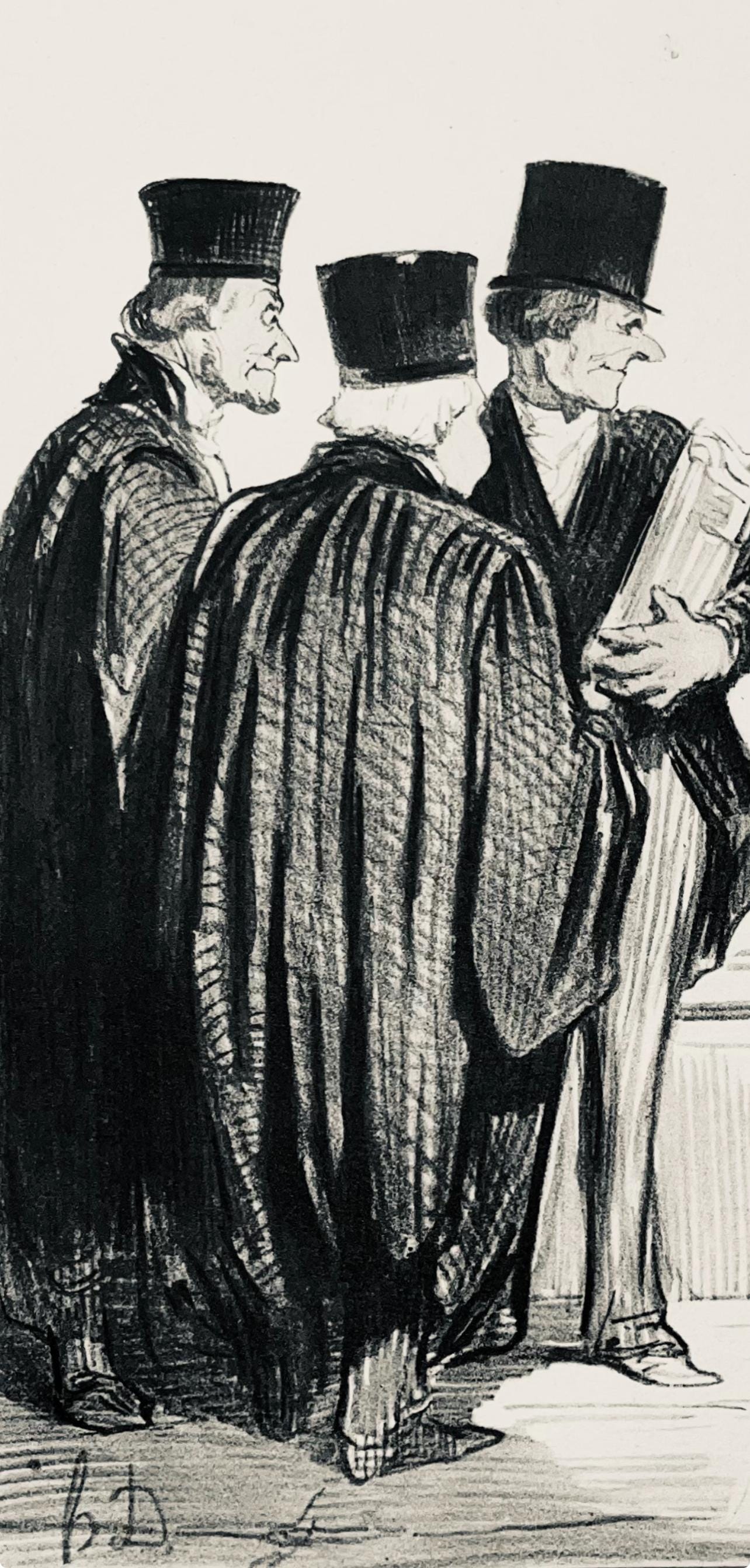 Honor Daumier, Composition, Honor Daumier, Law And Justice, Lithograph