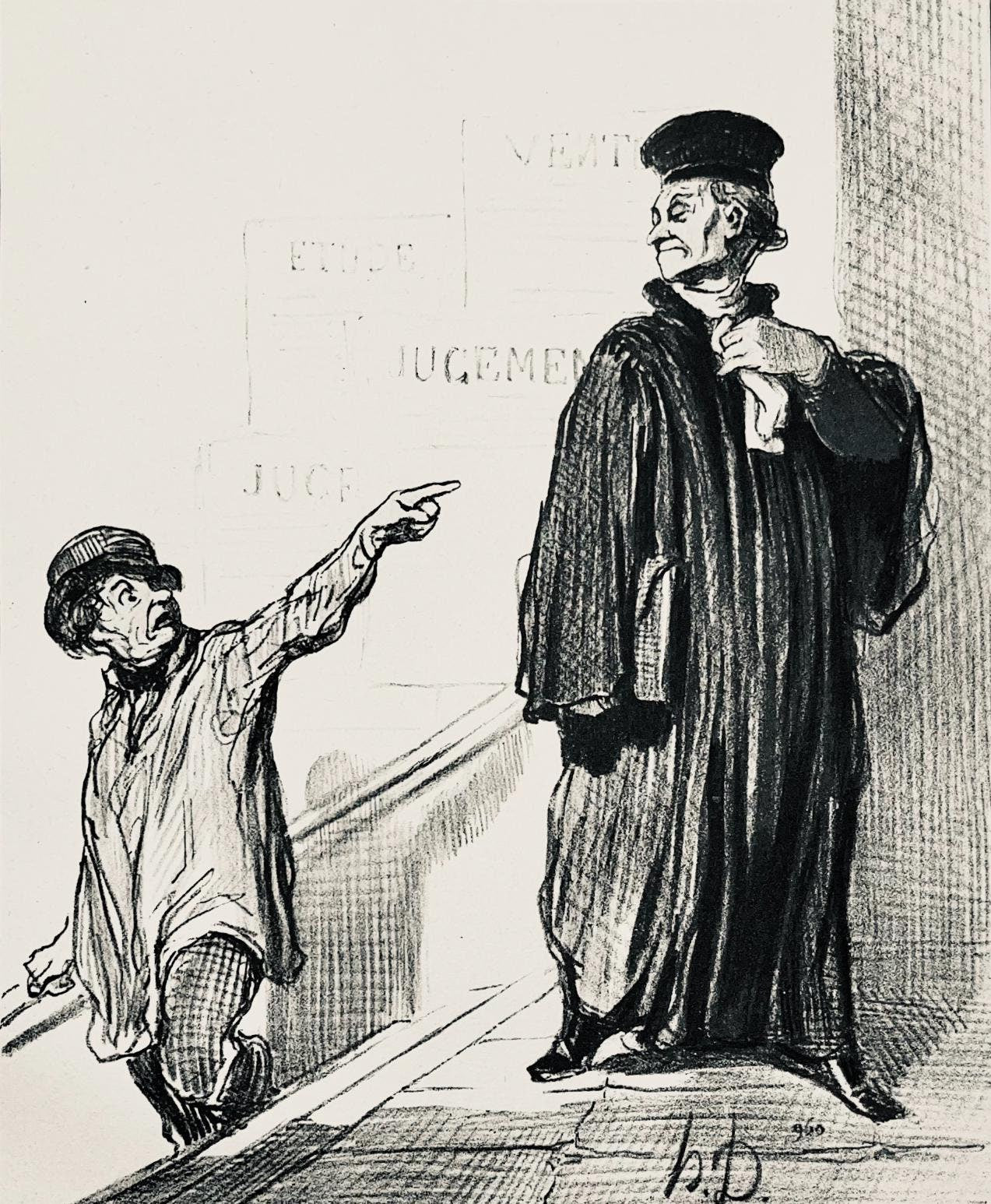 Honor Daumier, Composition, Honor Daumier, Law And Justice, Lithograph
