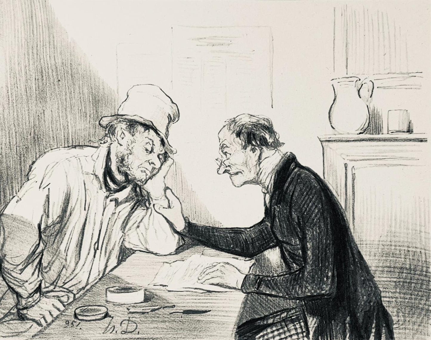 Honor Daumier, Composition, Honor Daumier, Law And Justice, Lithograph