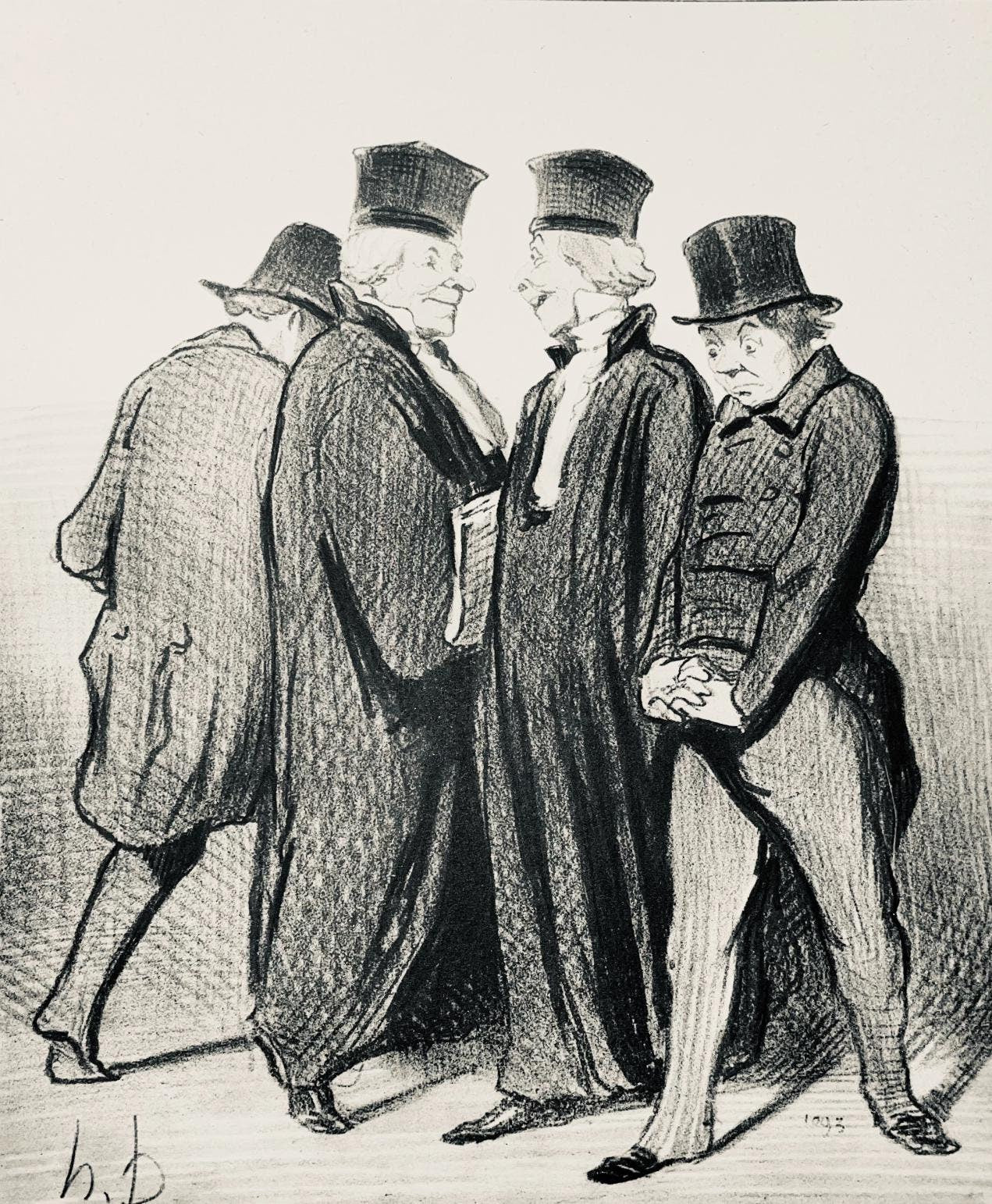 Honor Daumier, Composition, Honor Daumier, Law And Justice, Lithograph