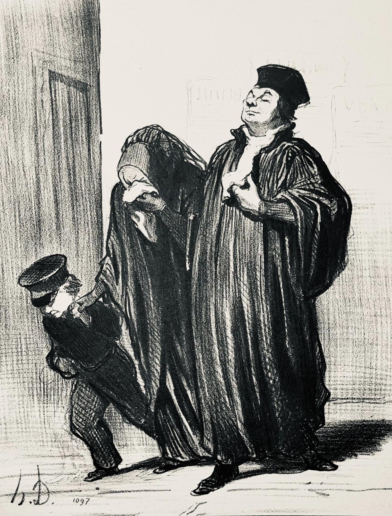 Honor Daumier, Composition, Honor Daumier, Law And Justice, Lithograph