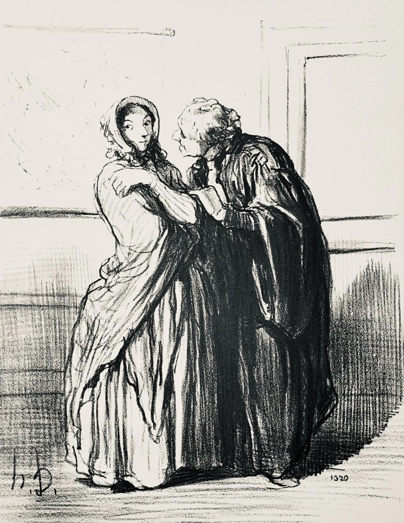 Honor Daumier, Composition, Honor Daumier, Law And Justice, Lithograph