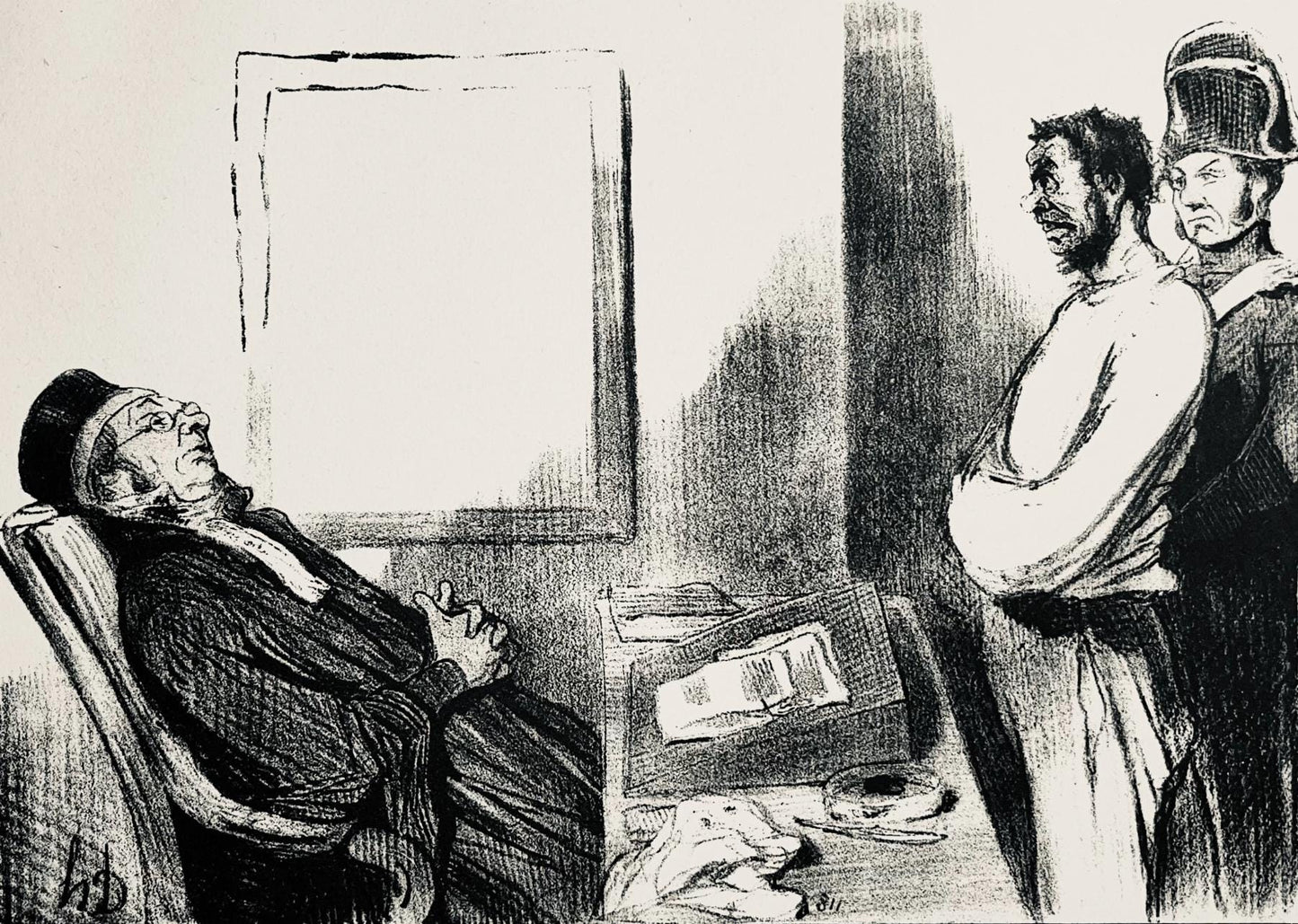 Honor Daumier, Composition, Honor Daumier, Law And Justice, Lithograph