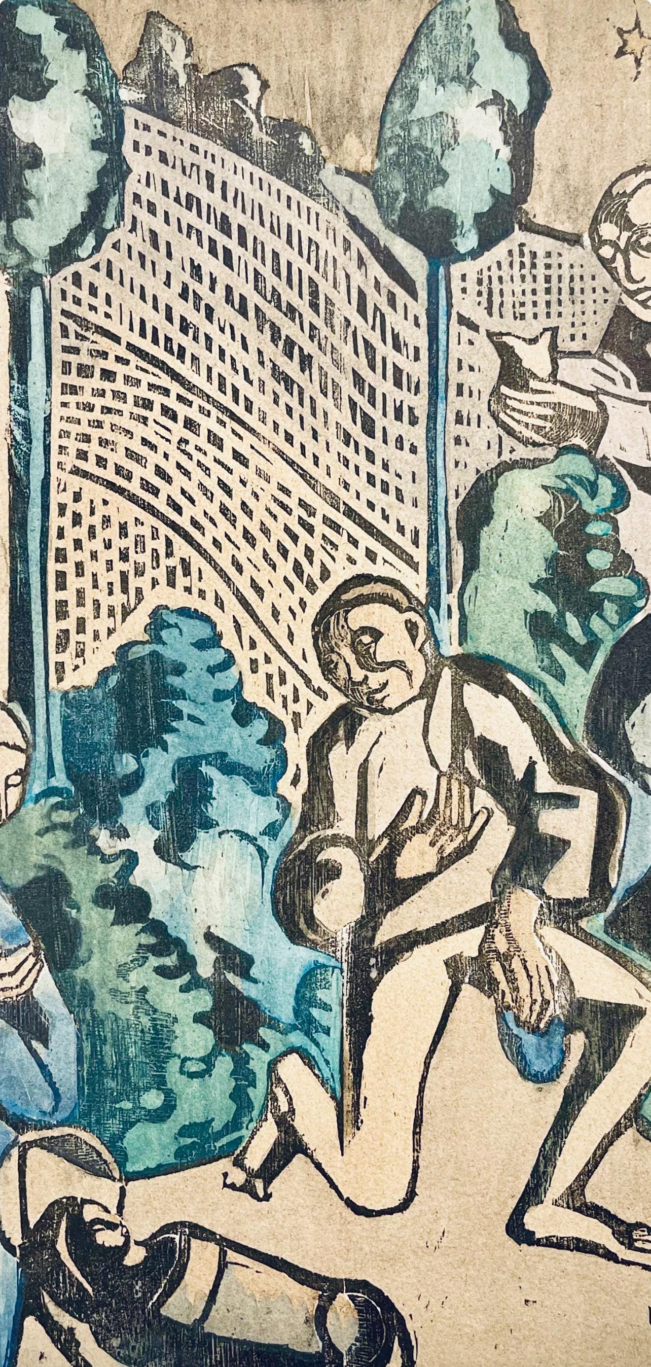 Mile Bernard, Composition, Loge De Mile Bernard, Woodcut