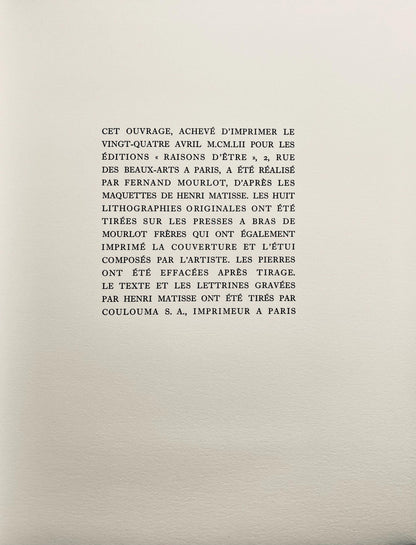 Henri Matisse, Composition (Duthuit 31), Apollinaire, Lithograph