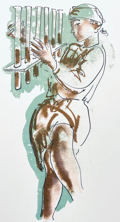 Hans Erni, Composition, Rflexions Simples Sur Le Corps, Lithograph