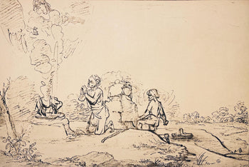 Rembrandt Van Rijn, The Offerings Of Cain And Abel, Rembrandt, Drawings From The Bible, Collotype