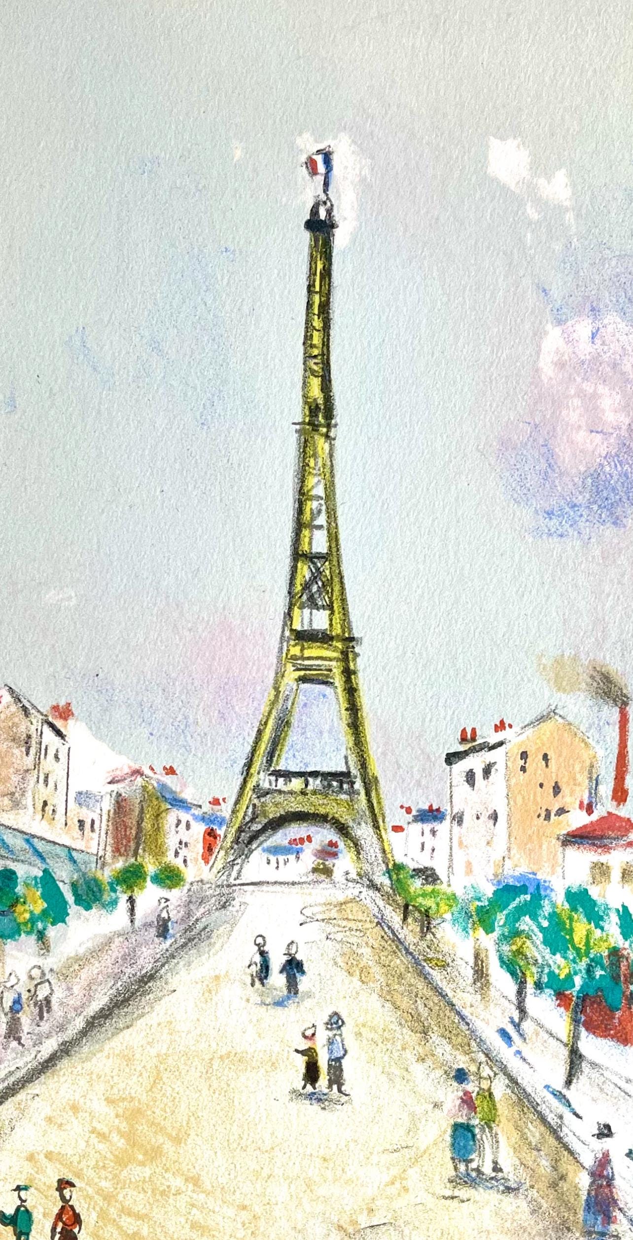Maurice Utrillo, La Tour Eiffel, Paris Capitale, Lithograph