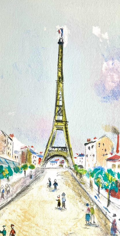 Maurice Utrillo, La Tour Eiffel, Paris Capitale, Lithograph