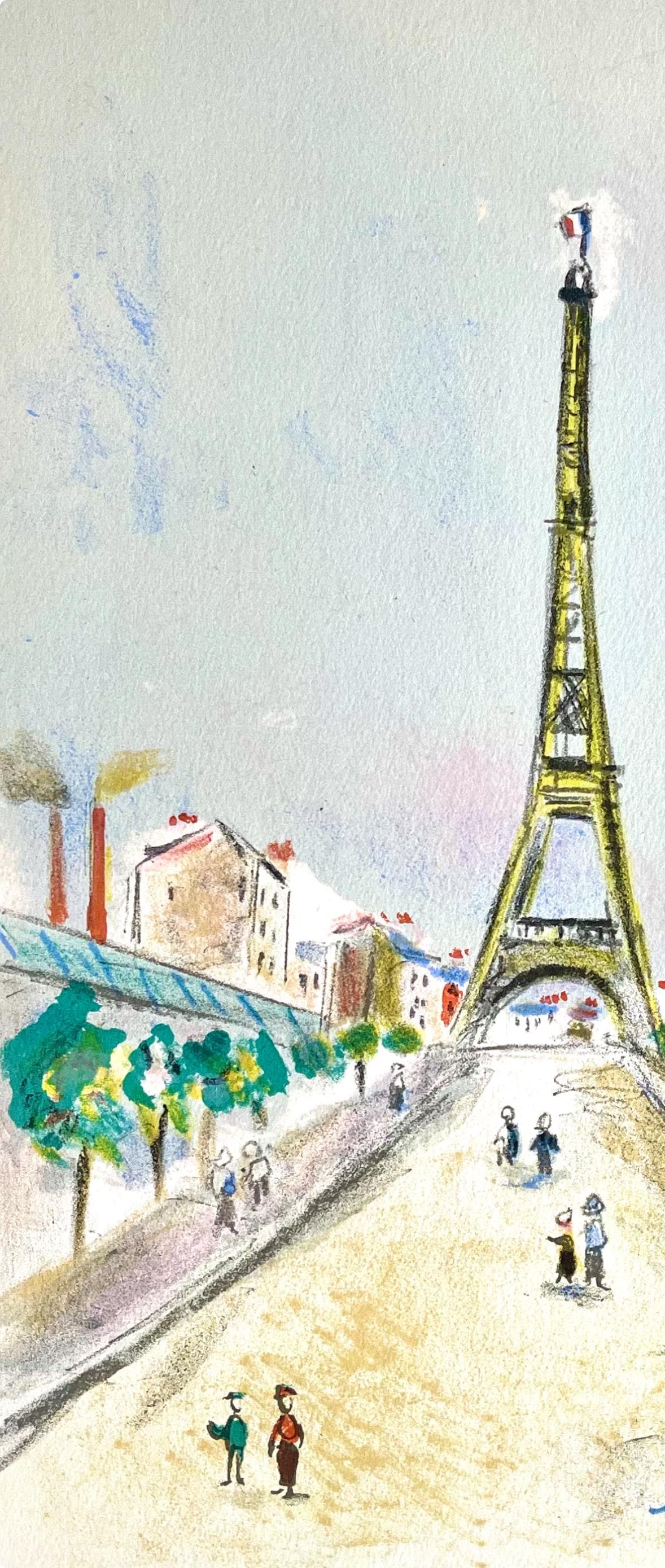 Maurice Utrillo, La Tour Eiffel, Paris Capitale, Lithograph