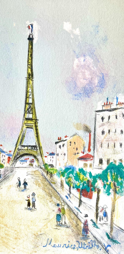 Maurice Utrillo, La Tour Eiffel, Paris Capitale, Lithograph