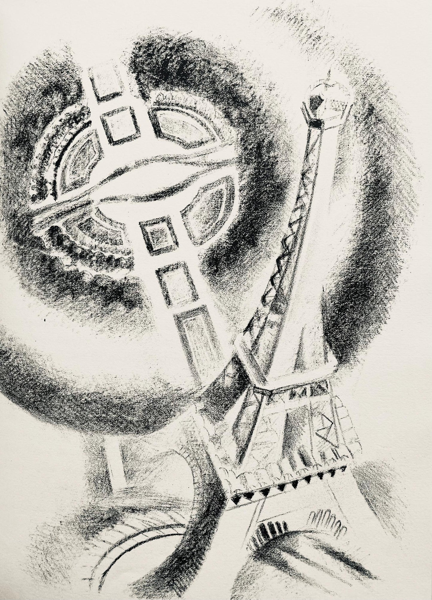 Robert Delaunay, La Tour et le Champ de Mars (Habasque 720-728), Allo! Paris!, Lithograph