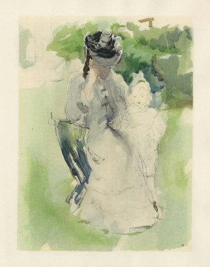 Berthe Morisot, Madame Pontillon Et Sa Fille Blanche, Berthe Morisot Seize Aquarelles, Lithograph