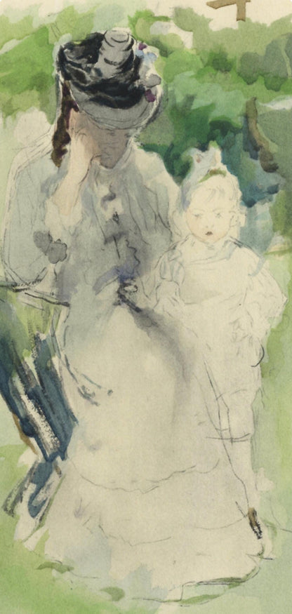 Berthe Morisot, Madame Pontillon Et Sa Fille Blanche, Berthe Morisot Seize Aquarelles, Lithograph