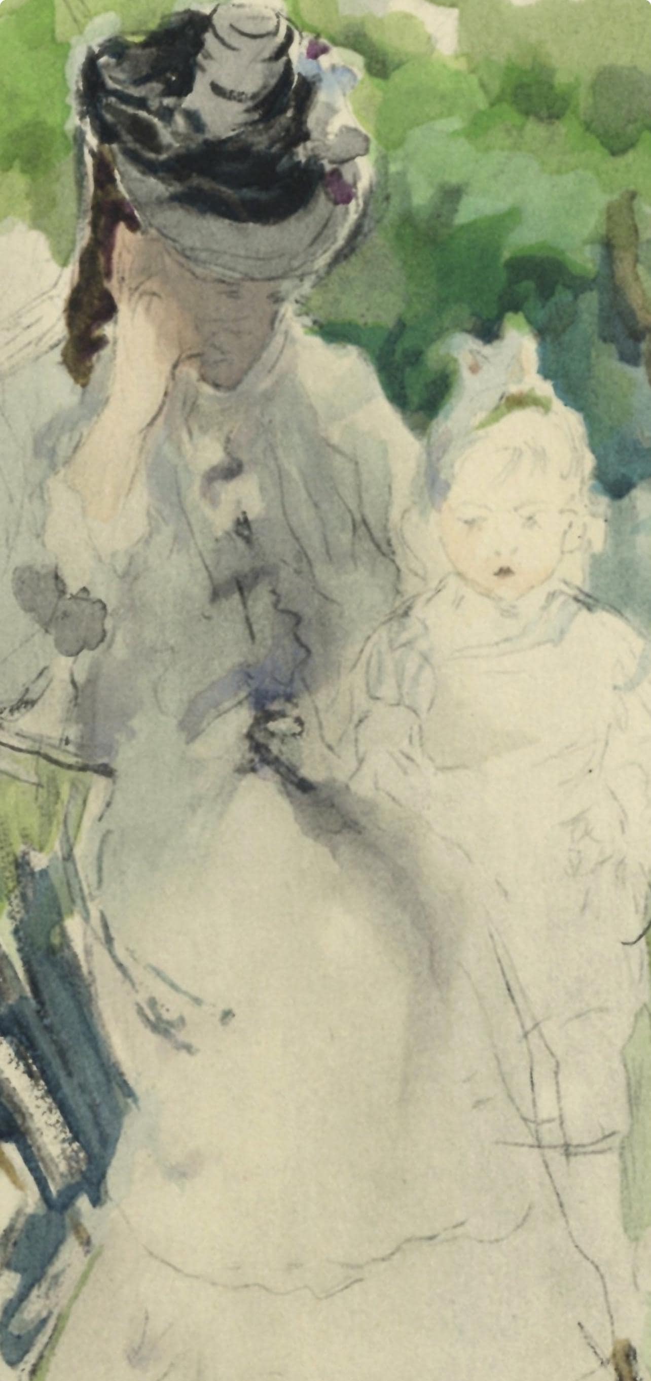 Berthe Morisot, Madame Pontillon Et Sa Fille Blanche, Berthe Morisot Seize Aquarelles, Lithograph