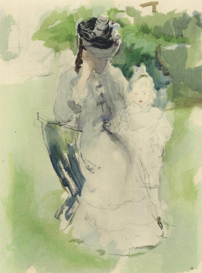 Berthe Morisot, Madame Pontillon Et Sa Fille Blanche, Berthe Morisot Seize Aquarelles, Lithograph