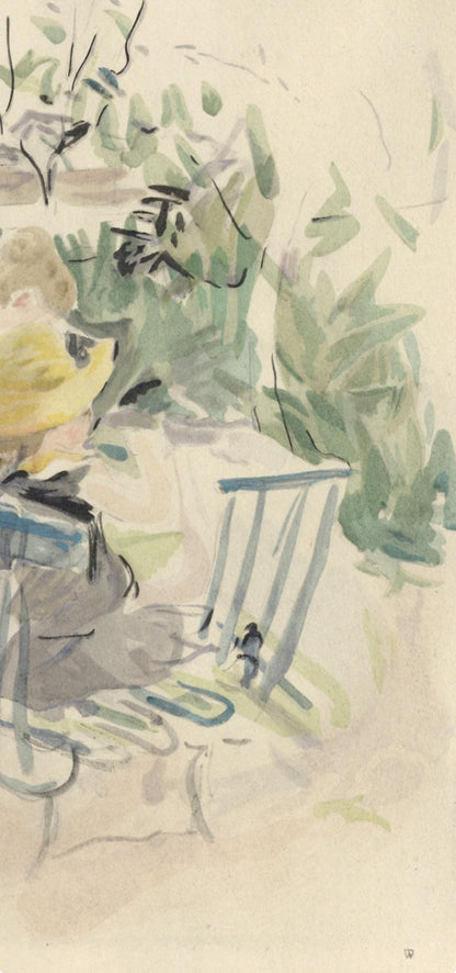 Berthe Morisot, Fillette Et Sa Bonne Sur Un Banc, Berthe Morisot Seize Aquarelles, Lithograph