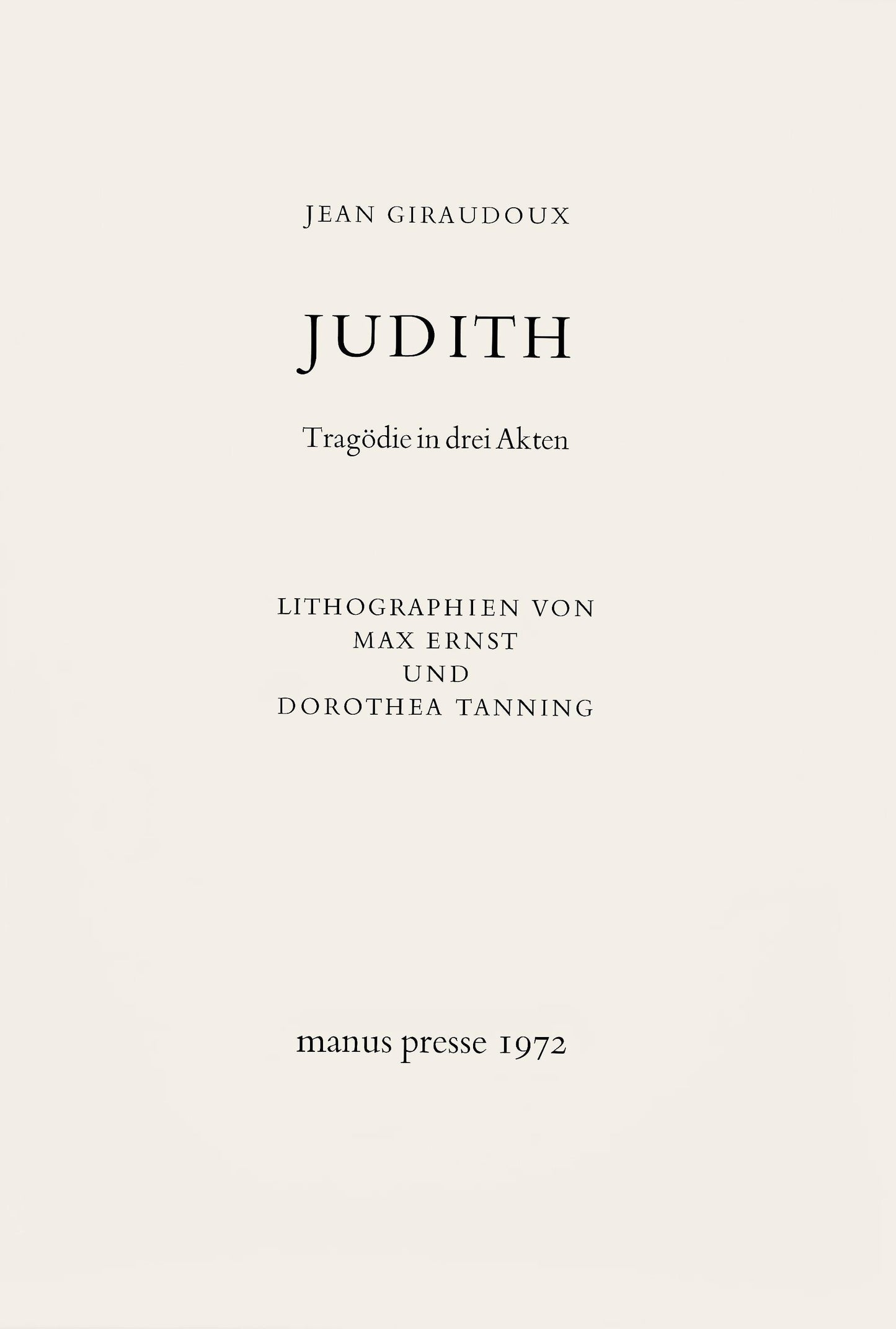 Max Ernst, Judith, Tragdie In Drei Akten, Lithograph