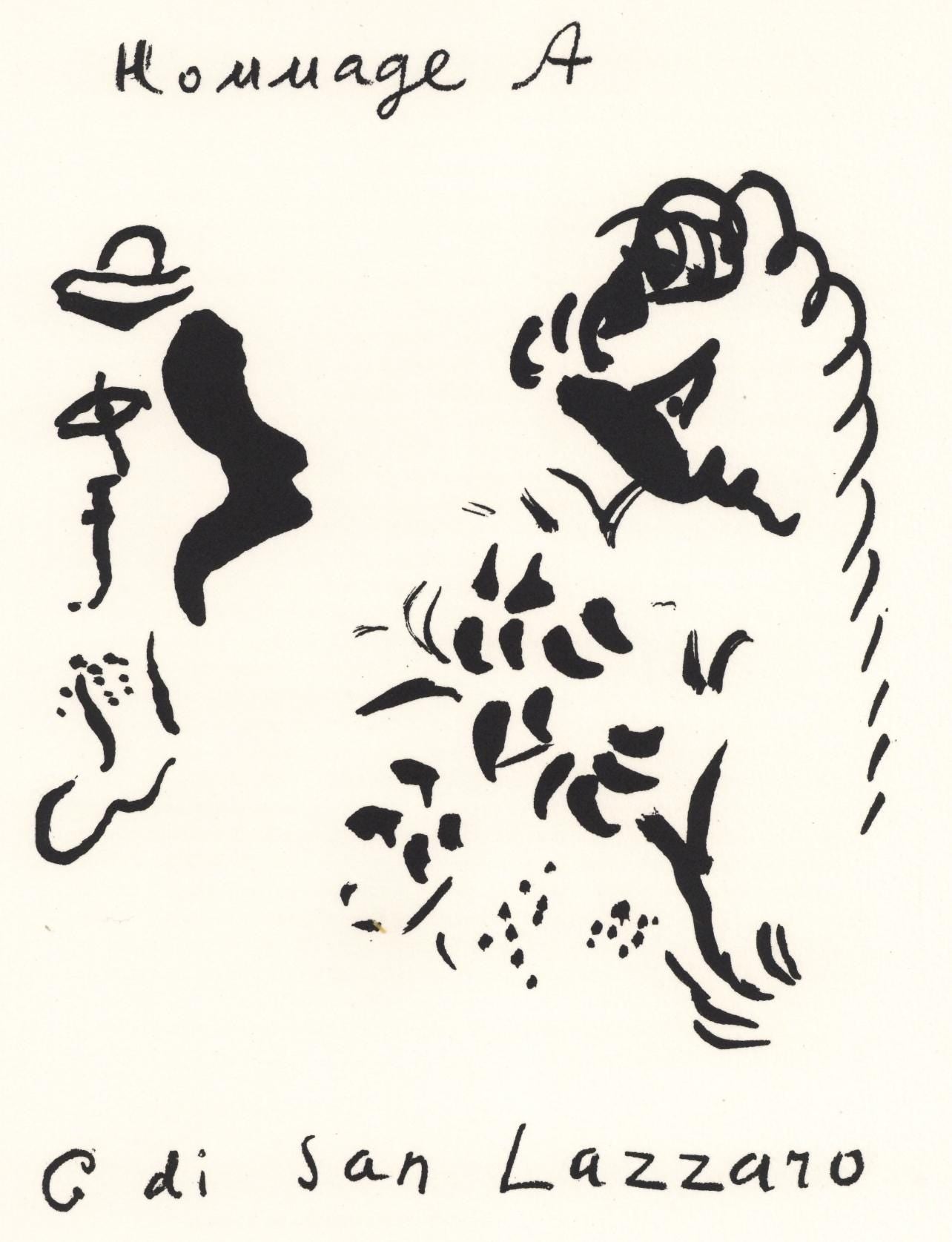 Marc Chagall, Composition, San Lazzaro Et Ses Amis, Xxe Sicle, Lithograph