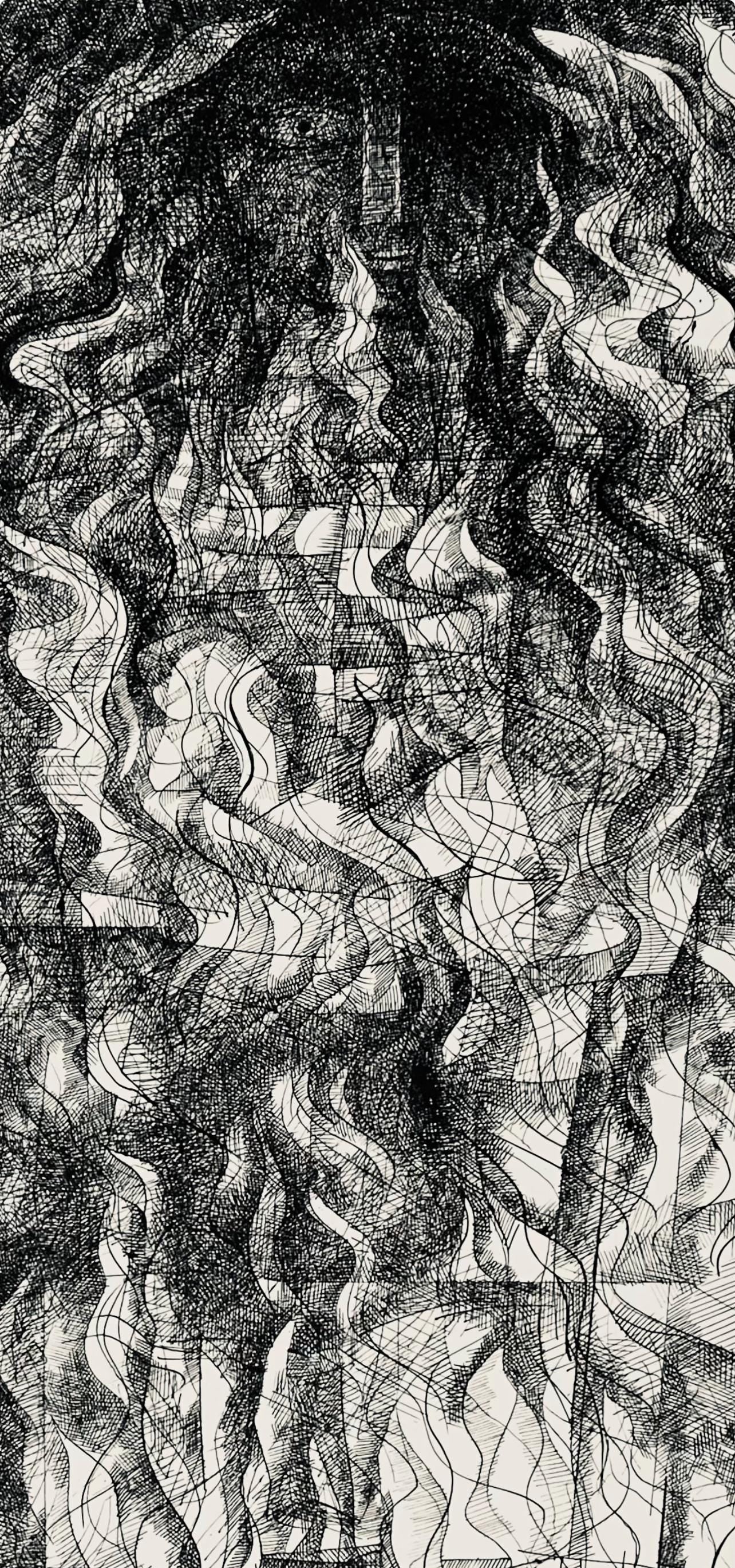 Abraham Rattner, Figure In Flames, Lithograph