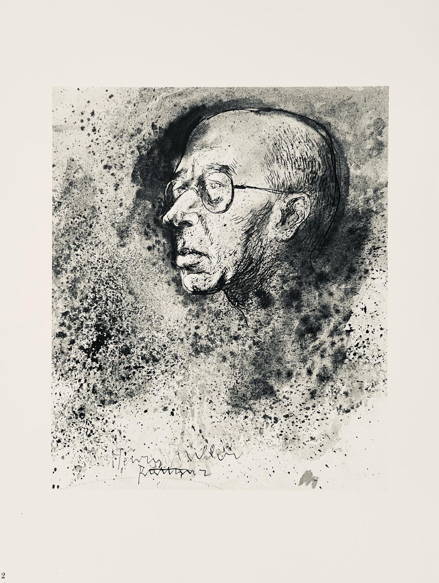 Abraham Rattner, Portrait Of Henry Miller, Lithograph