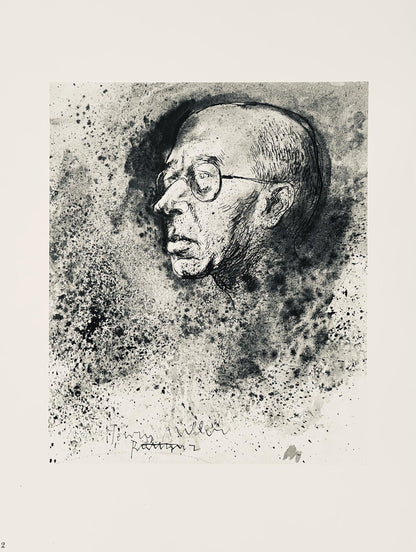 Abraham Rattner, Portrait Of Henry Miller, Lithograph