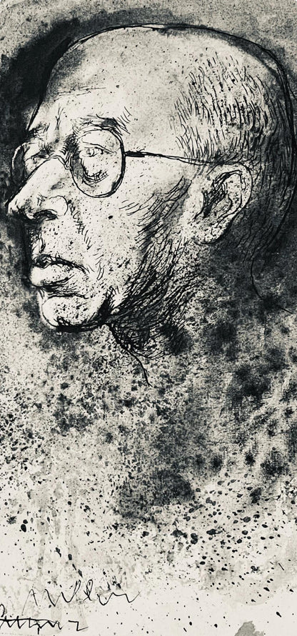 Abraham Rattner, Portrait Of Henry Miller, Lithograph