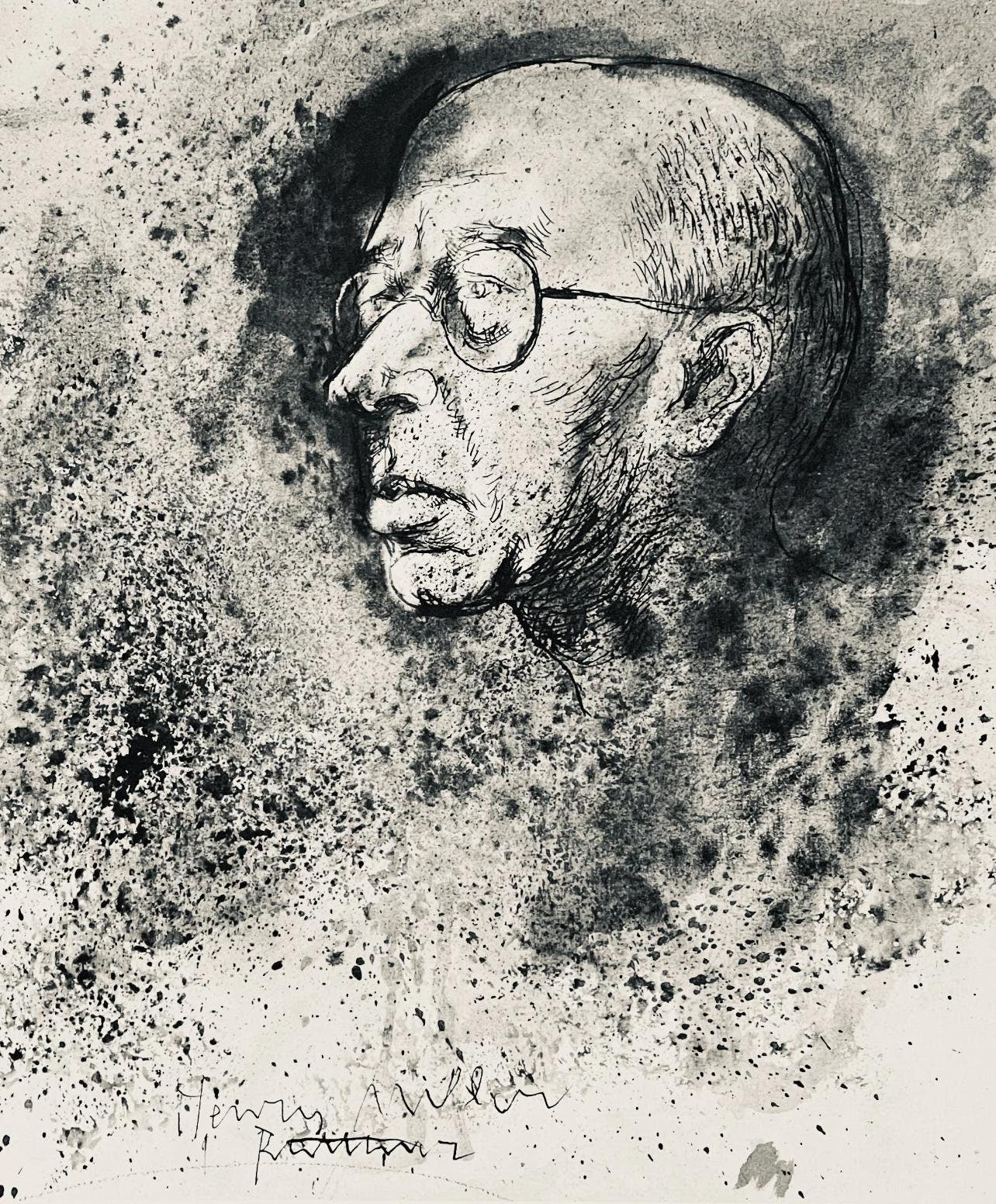Abraham Rattner, Portrait Of Henry Miller, Lithograph