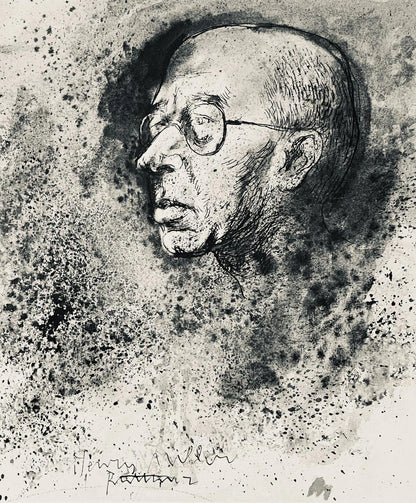 Abraham Rattner, Portrait Of Henry Miller, Lithograph