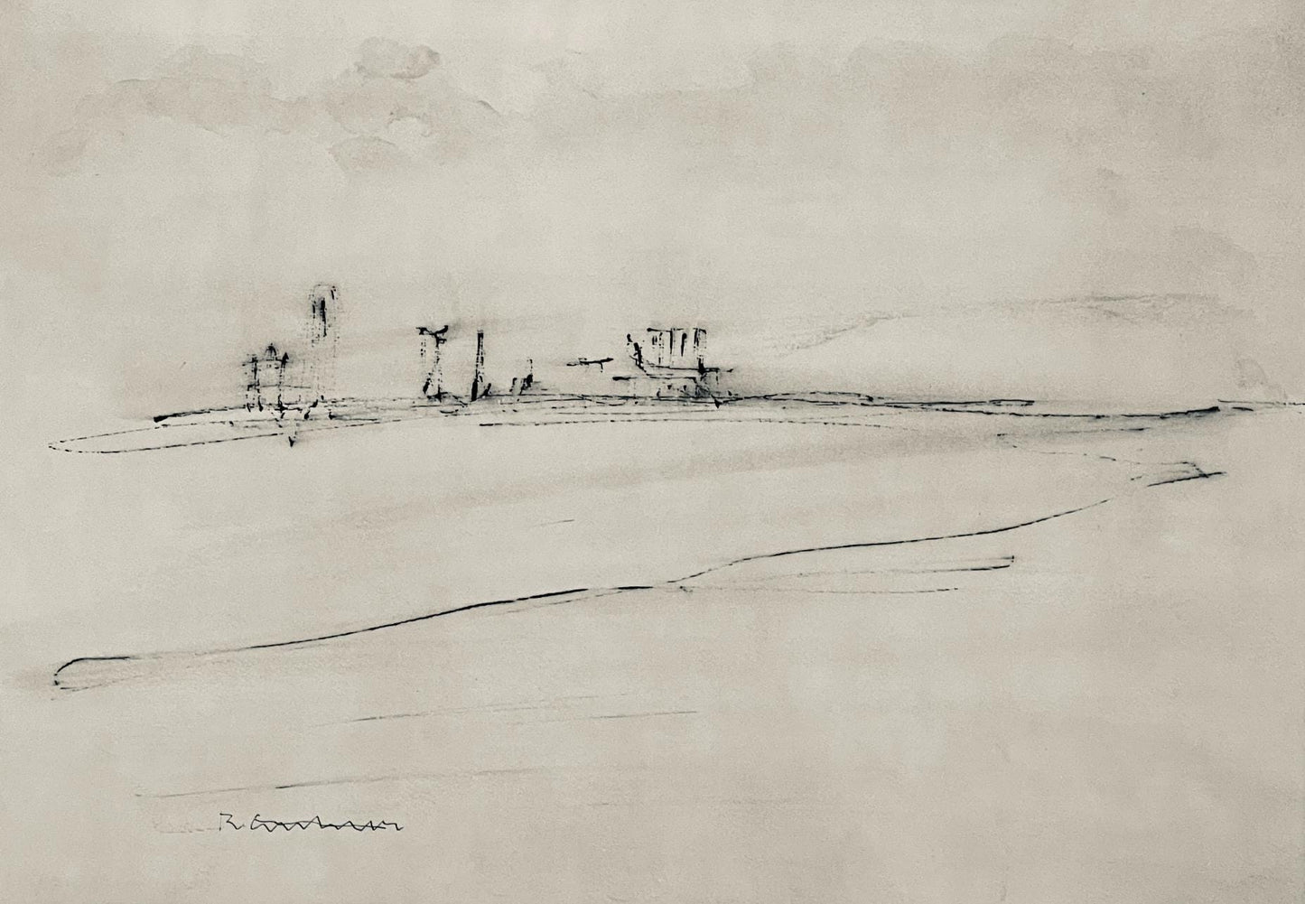 Abraham Rattner, Approaching New York, Lithograph