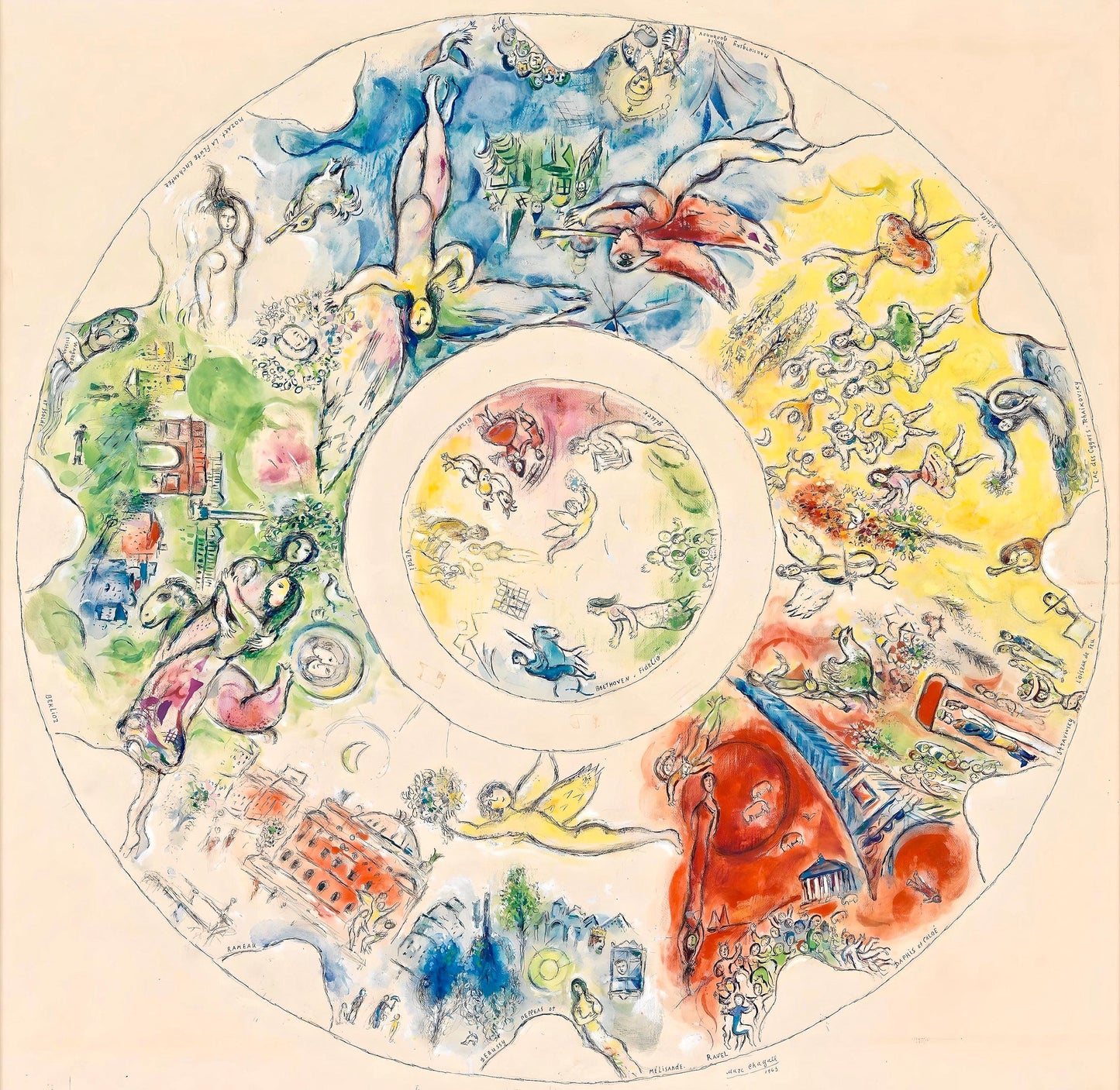 Marc Chagall, Composition (Cramer 61), Le Plafond De L'Opra De Paris, Lithograph