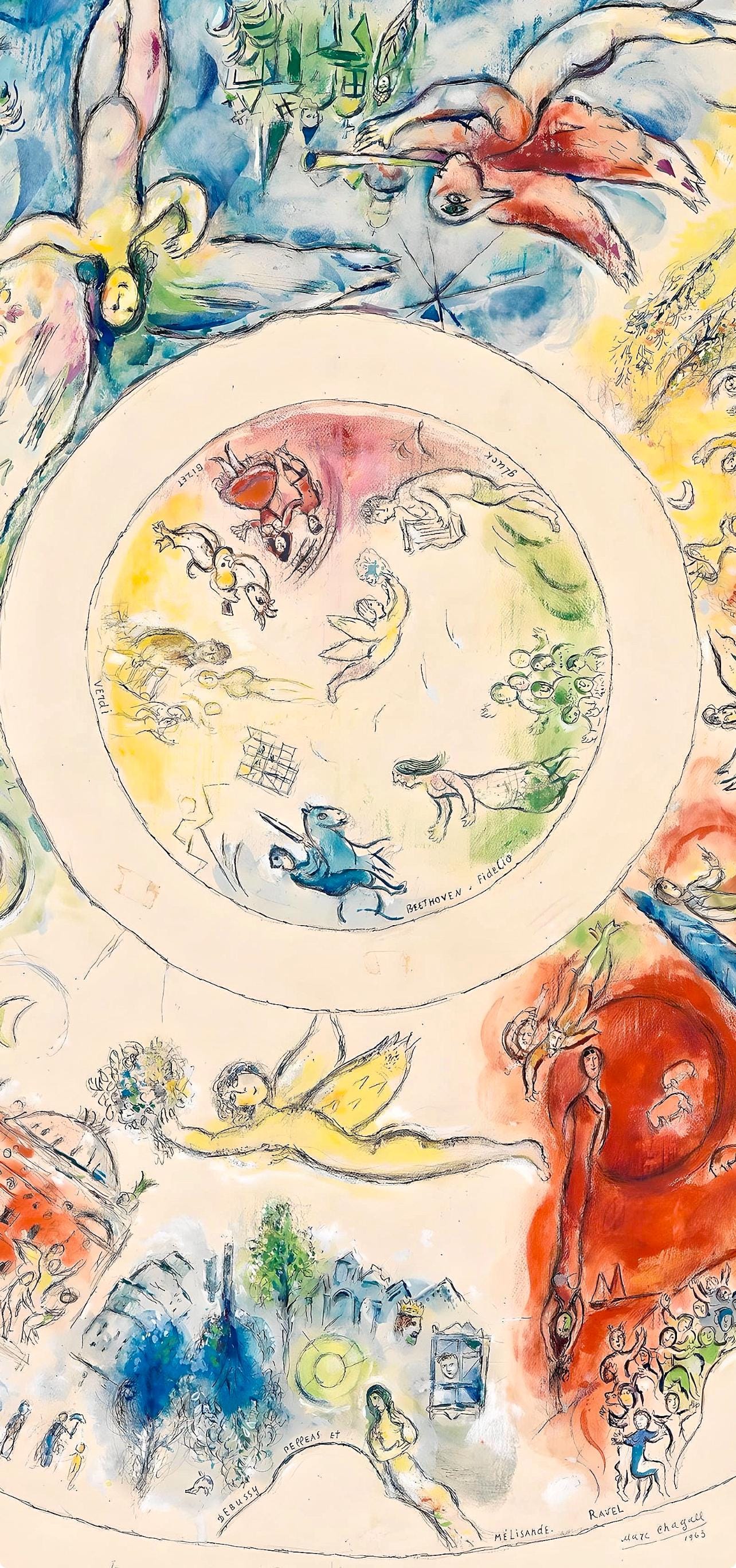 Marc Chagall, Composition (Cramer 61), Le Plafond De L'Opra De Paris, Lithograph