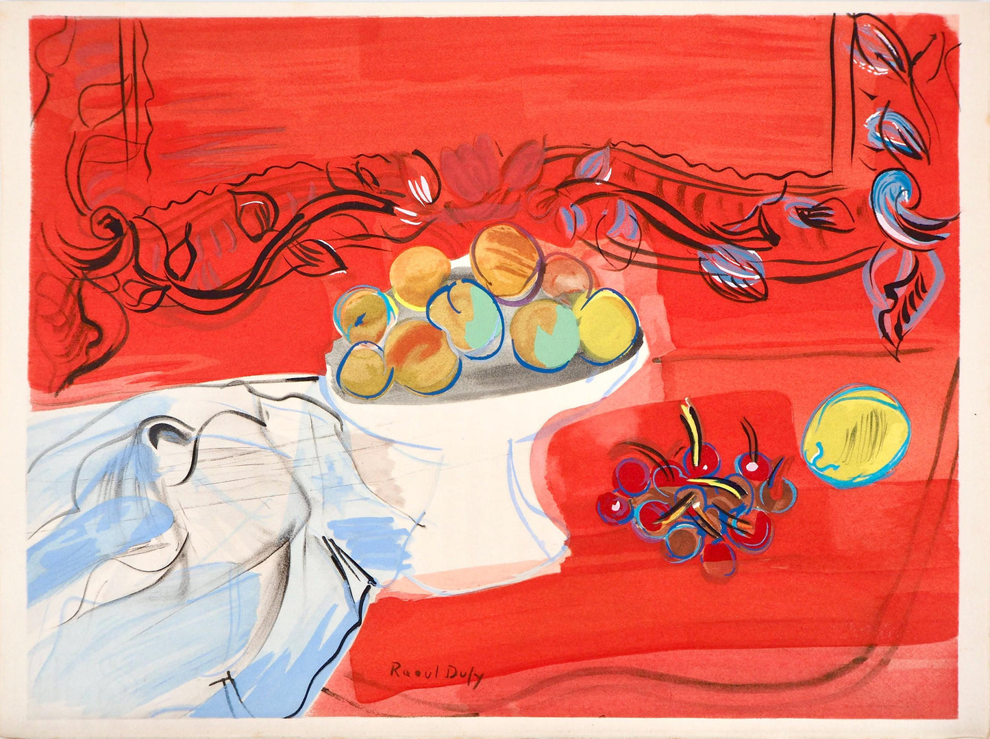 Raoul Dufy, Composition, Eaux-De-Vie, Esprit De La Fleur Et Du Fruit, Lithograph