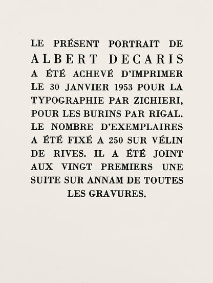 Albert Decaris, Composition, Portrait De A. Decaris, Engraving