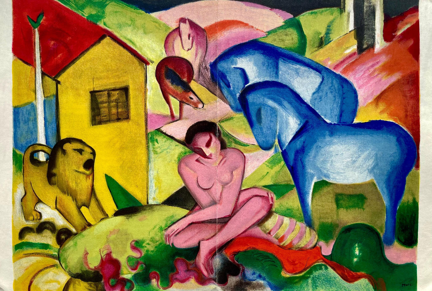 Franz Marc, Der Traum, Derrire Le Miroir, Lithograph