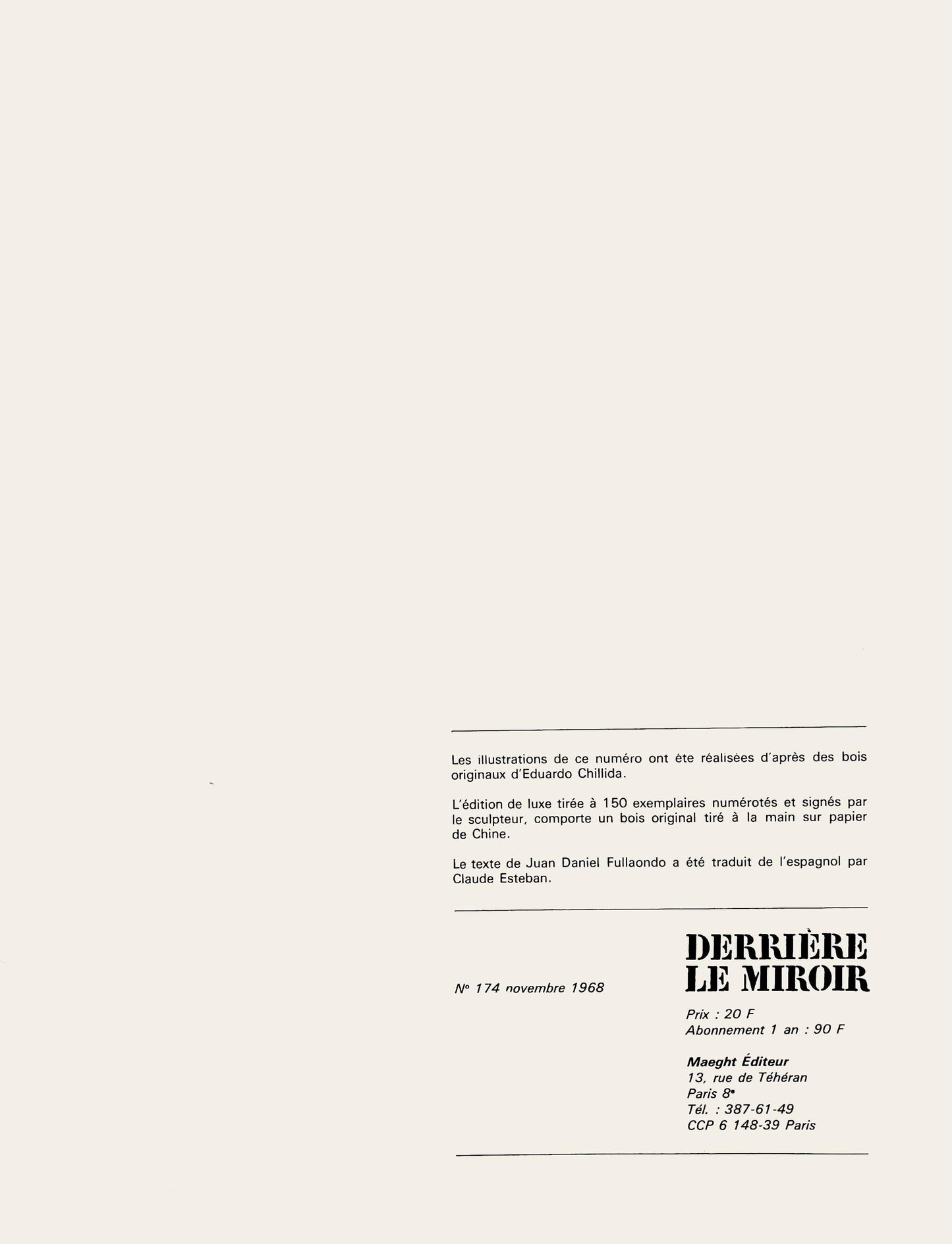 Eduardo Chillida, Composition, Derrire Le Miroir, Woodcut