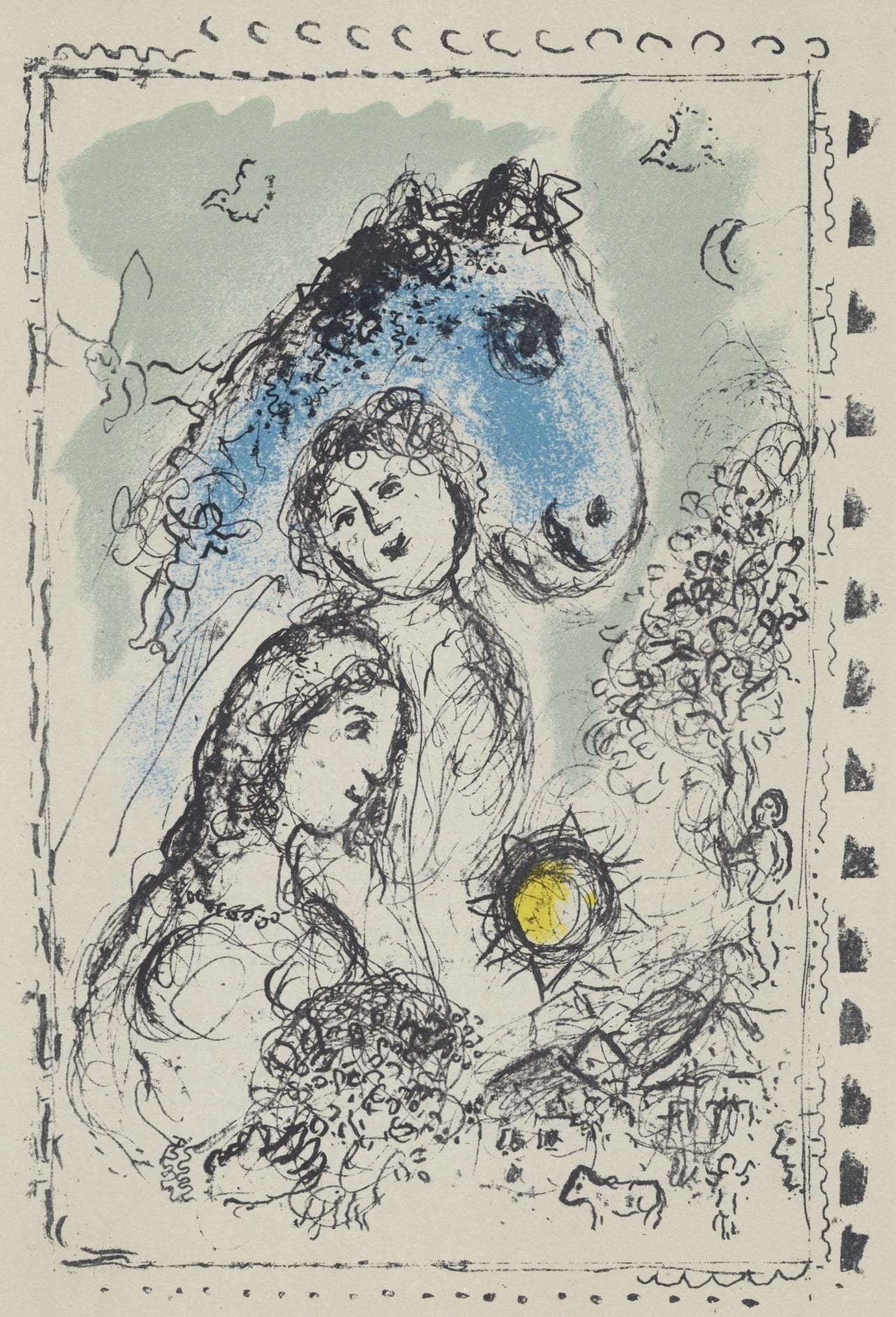 Marc Chagall, Composition (Mourlot 993), Hommage Aim Et Marguerite Maeght, Derrire Le Miroir,