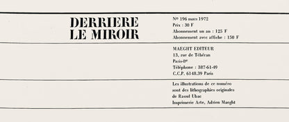 Raoul Ubac, Composition, Derrire Le Miroir, Lithograph