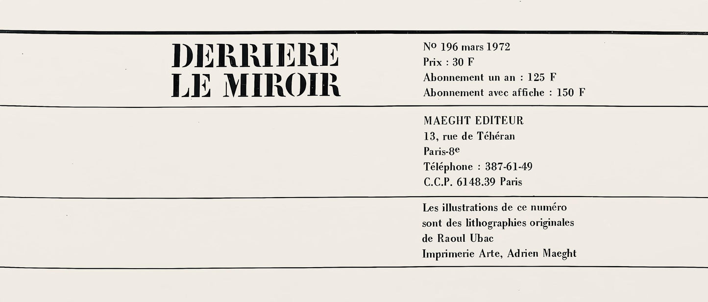 Raoul Ubac, Composition, Derrire Le Miroir, Lithograph