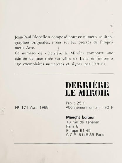 Jean-Paul Riopelle, Composition, Derrire Le Miroir, Lithograph