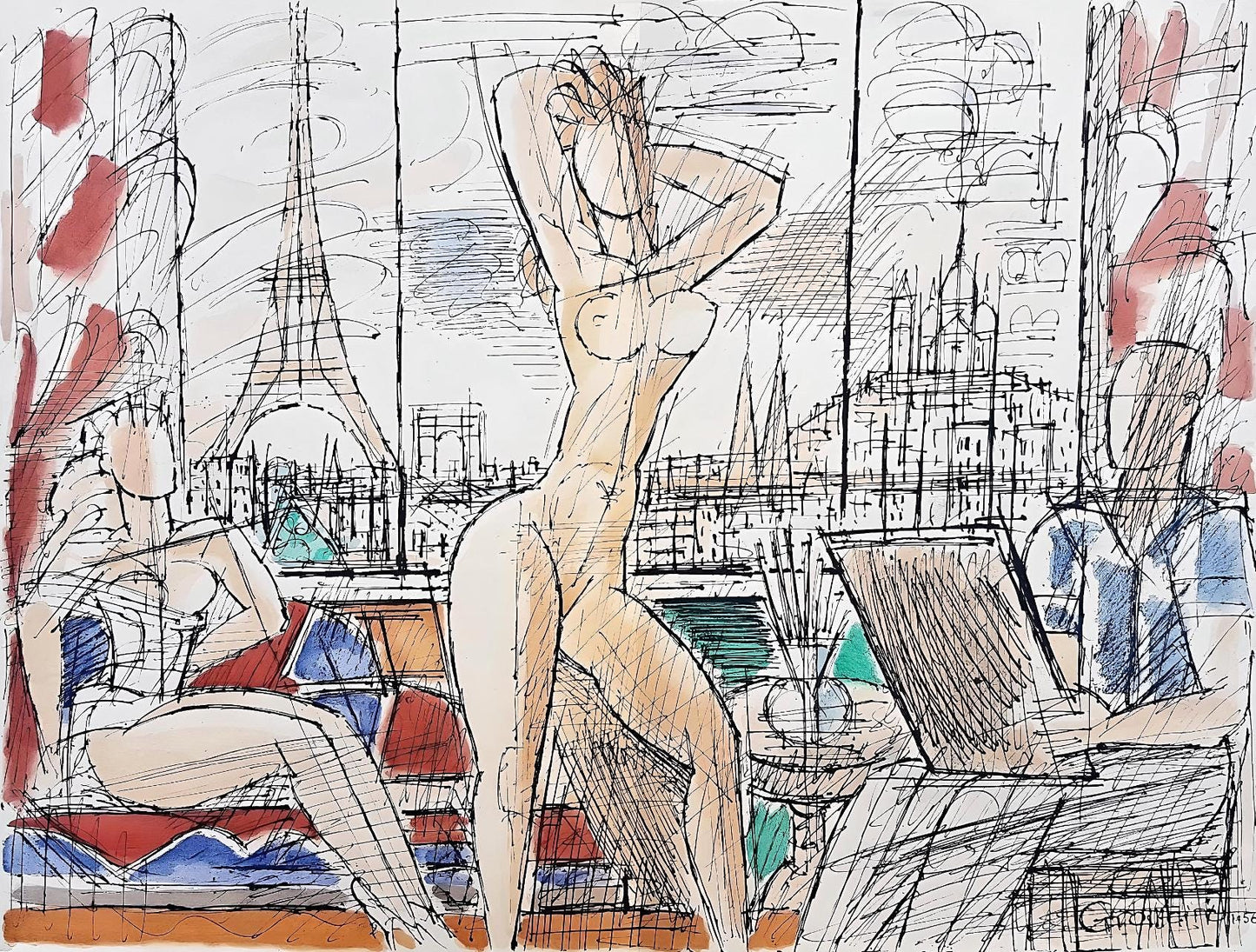 Marcel Gromaire, Composition, Loge De Gromaire, Lithograph