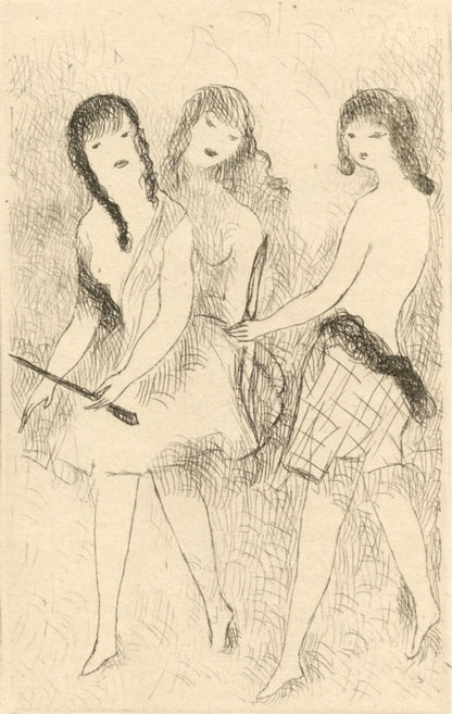 Marie Laurencin, Trois Jeunes Filles Jouant L'Arc, Dix Filles Dans Un Pr, Etching