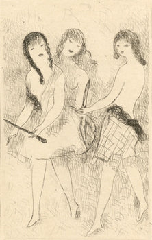 Marie Laurencin, Trois Jeunes Filles Jouant L'Arc, Dix Filles Dans Un Pr, Etching