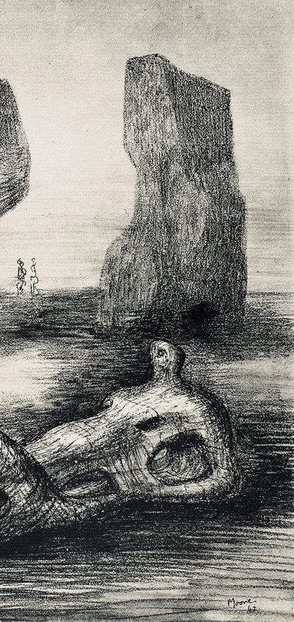 Henry Moore, Wood Sculpture In Setting Of Rocks, The Drawings Of Henry Moore, Lithograph