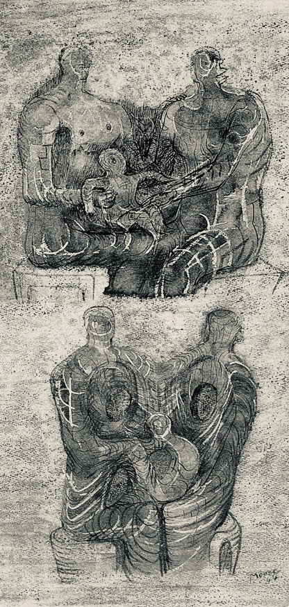 Henry Moore, Studies For Family Group, The Drawings Of Henry Moore, Lithograph